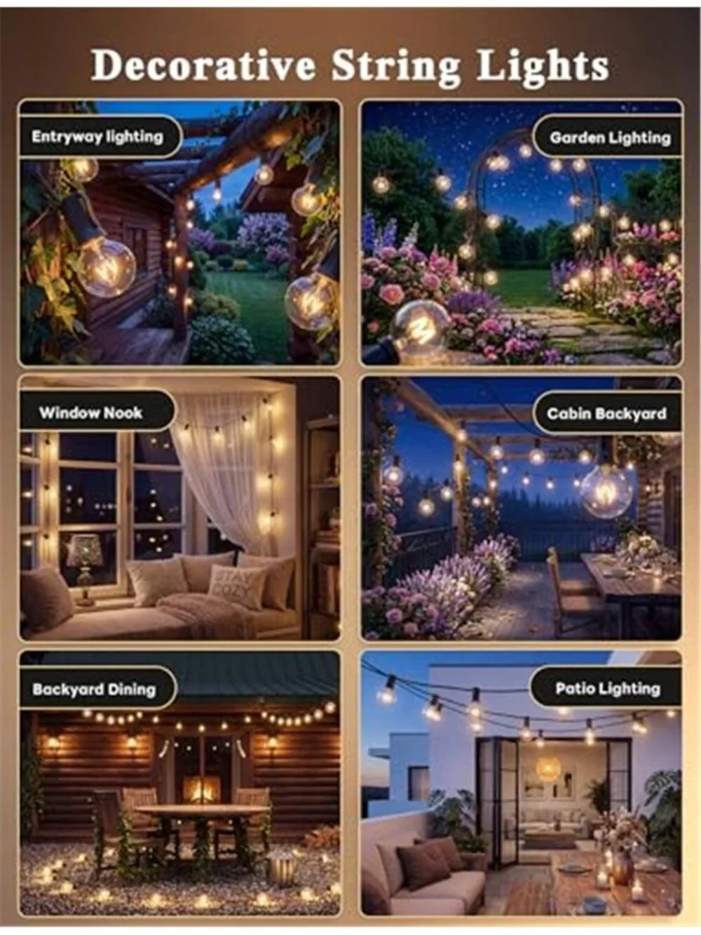 50FT G40 Globe String Lights, Outdoor Patio String Lights with 53 Edison Globe